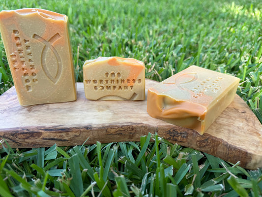 Three Bars of the Sea Moss and Tumeric Handcrafted Soap.